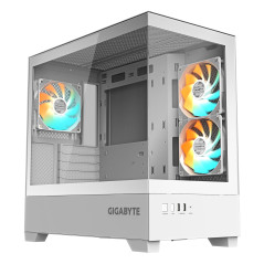 GIGABYTE C201 Panoramic Ice Boîtier PC – Moyen Tour, m-ATX, Compatible radiateur 360 mm, 3 Ventilateurs préinstallés, USB 3.0, C