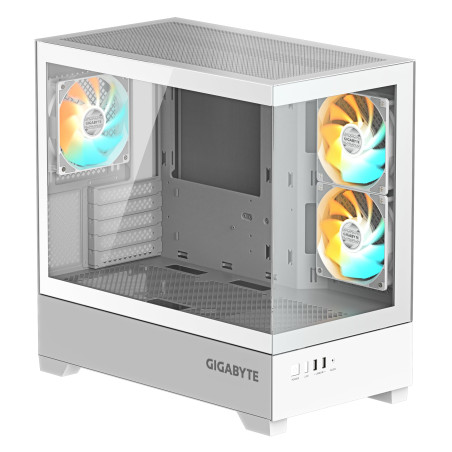 GIGABYTE C201 Panoramic Ice Boîtier PC – Moyen Tour, m-ATX, Compatible radiateur 360 mm, 3 Ventilateurs préinstallés, USB 3.0, C
