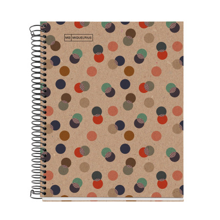 Miquelrius - Carnet 100% Recyclé, 1 Bande Couleur, A5, 80 Feuilles Lignées Horizontalement, Papier 80 g, 2 Trous, Couverture Car