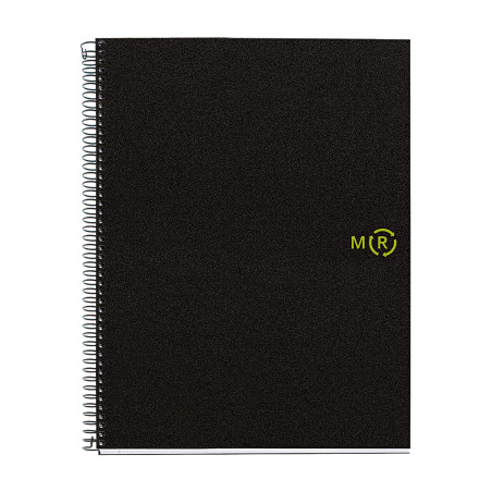 Miquelrius - Carnet de notes A4, 120 feuilles, 4 bandes de couleur, papier recyclé, grille 5 mm, couverture en polypropylène rec