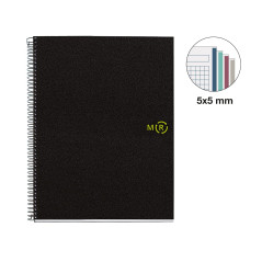 Miquelrius - Carnet de notes A4, 120 feuilles, 4 bandes de couleur, papier recyclé, grille 5 mm, couverture en polypropylène rec
