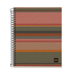 Miquelrius - Carnet 100% Recyclé, 4 Bandes Couleurs, A5, 120 Feuilles Quadrillées 5x5 mm, Papier 80 g, 2 Trous, Couverture Carto