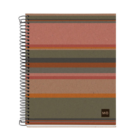 Miquelrius - Carnet 100% Recyclé, 4 Bandes Couleurs, A5, 120 Feuilles Quadrillées 5x5 mm, Papier 80 g, 2 Trous, Couverture Carto
