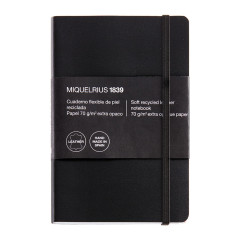 Miquelrius - Carnet souple en cuir recyclé, Format 8º 104 x 150 mm, 300 Feuilles de 70 g/m², Papier extra opaque, Grille intérie