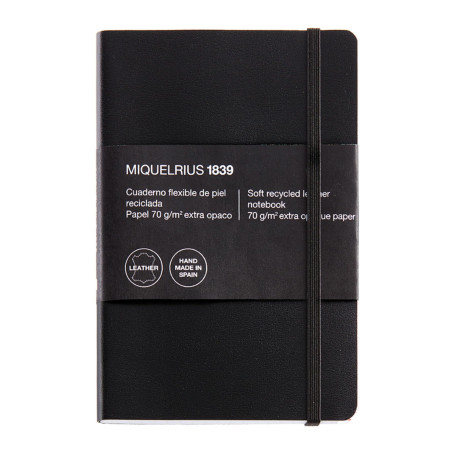 Miquelrius - Carnet souple en cuir recyclé, Format 8º 104 x 150 mm, 300 Feuilles de 70 g/m², Papier extra opaque, Grille intérie