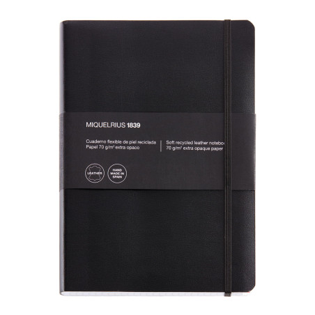 Miquelrius - Carnet souple en cuir recyclé, Format 4º 152 x 210 mm, 300 Feuilles de 70 g/m², Papier extra opaque, Grille intérie