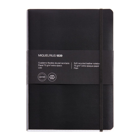 Miquelrius - Cahier souple en cuir recyclé, Format 4º 152 x 210 mm, 100 Feuilles de 70 g/m², Papier extra opaque, Intérieur liss