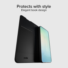 SBS Wallet Smooth Étui à Rabat pour Samsung Galaxy S25 - Surface Soft Touch, Poche Porte-être, Support intégré, Fermeture magnét