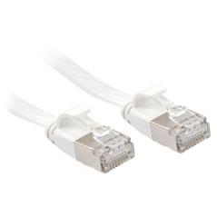 Lindy Câble réseau plat Cat.6A U/FTP, blanc, 10m