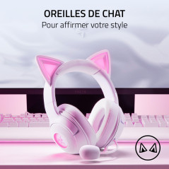 Razer Kraken Kitty V2 - Casque Filaire RGB avec Kitty Ears pour Le Jeu et Le Streaming (325 g, Triforce 40 mm Drivers, HyperClea