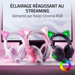 Razer Kraken Kitty V2 - Casque Filaire RGB avec Kitty Ears pour Le Jeu et Le Streaming (325 g, Triforce 40 mm Drivers, HyperClea