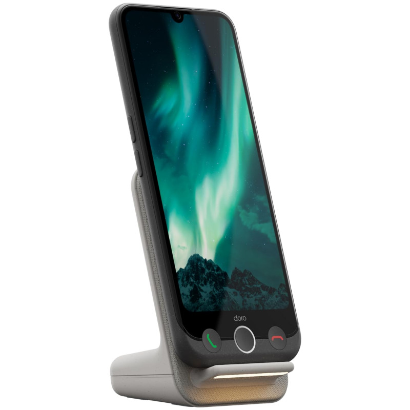 Doro - Pack Smartphone Aurora A30 - Socle de Charge Inclus - Téléphone Portable Senior - Facile à Utiliser - Touche d'Assistance
