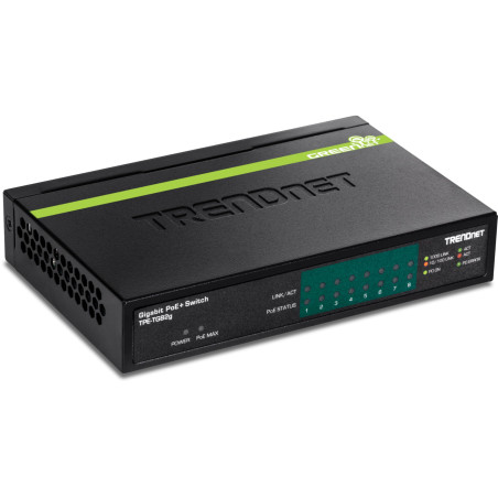 TRENDnet, TPE-TG82G, Commutateur GREENnet Gigabit PoE+ à 8 Ports, Budget PoE de 61 W, capacité de Commutation de 16 Gbit/s