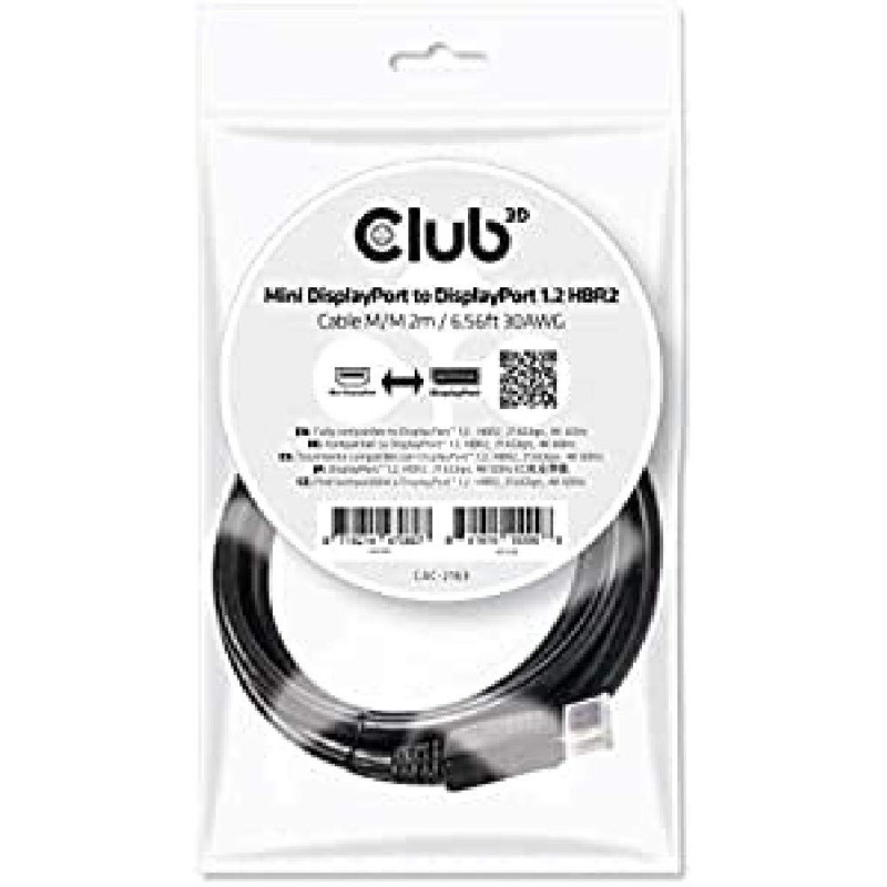 CLUB 3D CABLE MINI DISPLAYPORT 1.2. 2 METROS. CLUB 3D CABLE MINI DISPLAYPORT 1.2. 2 METROS.