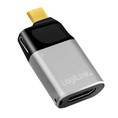 LogiLink CUA0203 - Adaptateur USB 3.2 Gen2 (Type-C) vers HDMI (Type-A), Ultra HD jusqu'à 4K, Port USB-C PD 3.0 (Power Delivery),
