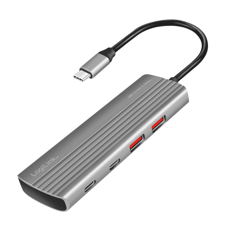 LogiLink UA0414 - Hub USB 3.2 Gen2 Ultra Fin, 2 Ports USB-A, 5 Ports USB-C, avec PD (Power Delivery), 100 W, Gris sidéral LogiLink UA0414 - Hub USB 3.2 Gen2 Ultra Fin, 2 Ports USB-A, 5 Ports USB-C, avec PD (Power Delivery), 100 W, Gris sidéral