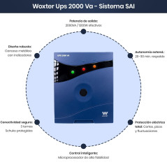 Woxter Ups 2000 Va – Système Sai d'alimentation sans Interruption Sai (2000Va/1200 W, autonomie d'environ 20-30 Minutes), Alimen