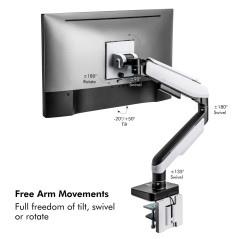 LogiLink Support pour écran de 17 à 49" avec Ressort à gaz, Montage par Serrage de Table ou Trou de Table, capacité de Charge ju