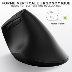 T'nB - Souris Infinite Ergonomique Verticale, 4800 DPI, Molette Débrayable, Double Mode Bluetooth et Dongle USB, Batterie Rechar