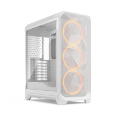 Fractal Design Meshify 3 RGB White Tempered Glass Clear Tint - High Airflow PC Gaming Case - Mesh Front Panel - Three ARGB Momen