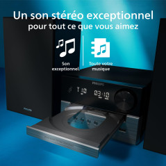 Philips TAM3505M2 Hi FI Microchaîne, Bluetooth, Lecteur CD, USB, Radio FM et Dab Auracast, 85% matières recyclées après consomma