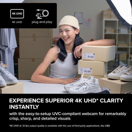CREATIVE Webcam USB Live! Cam Sync 4K UHD avec Compensation de Contre-Jour, Jusqu’à 40 FPS, Objectif Grand Angle de 95°, Objecti