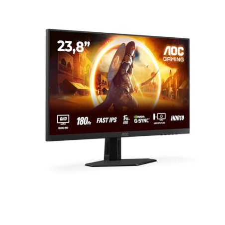AOC Moniteur Q24G4RE 23.8 180Hz Fast IPS Dalle, 1ms GtG, HDR10, G-Sync Compatible, (2560x1440 HDMI 2X 2.0 DP 1x 1.4) Noir