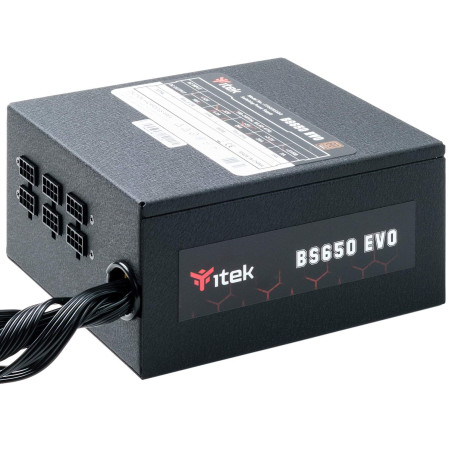 iTek Balimentation PC BS650 Evo – 650 W, Ventilateur HDB Hydraulic Dynamic Bearing de 12 mm, Protection PFC Active, Certificatio