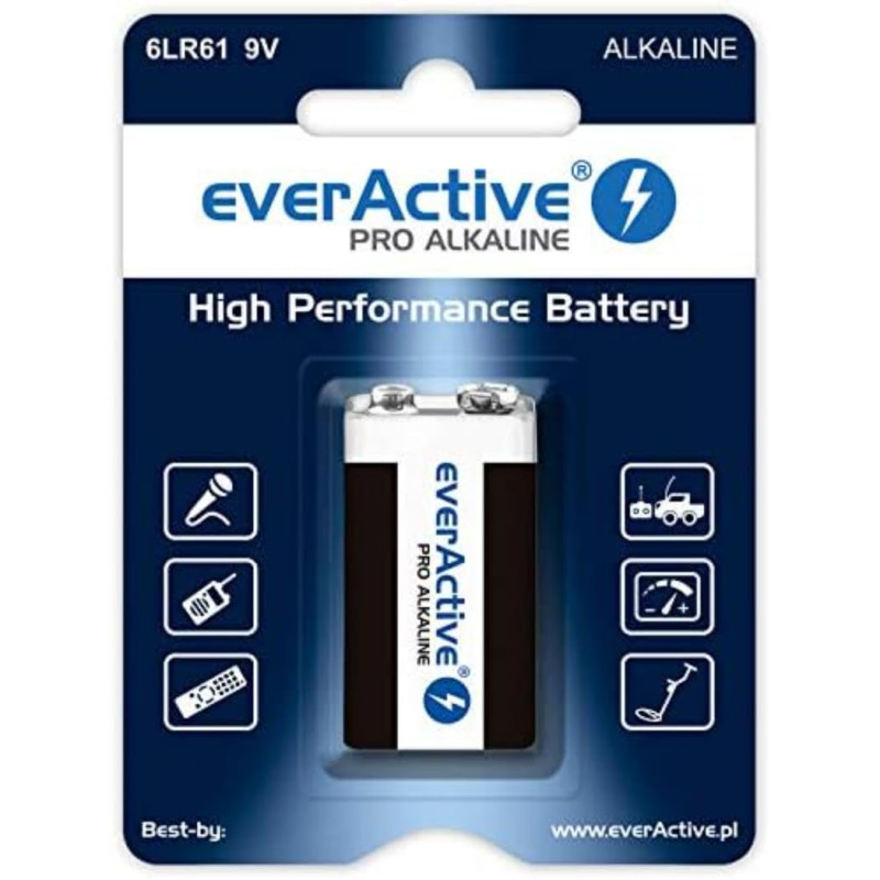EverActive 6LR61 6F22 Pile alcaline 9 V EverActive 6LR61 6F22 Pile alcaline 9 V
