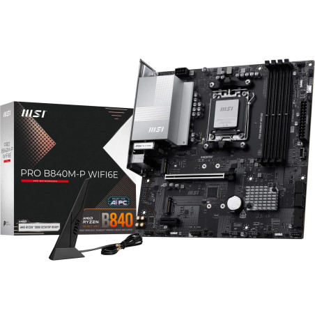 MSI Pro B840M-P WIFI6E Carte mère, Micro ATX - pour processeurs AMD Ryzen 9000/8000 / 7000, AM5 - DDR5 Memory Boost (8000+MT/s O