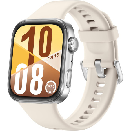 HUAWEI Montre connectée Watch Fit 4 Bluetooth Gris avec Bracelet en fluoroélastomère Blanc