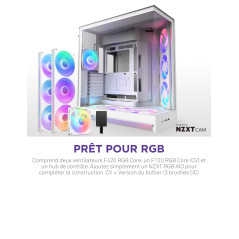 NZXT H9 Flow RGB+ (2025) – Grand boîtier PC ATX Mid-Tower à Double Chambre pour Flux d'air – Comprend 7 Ventilateurs RGB (6 x 14