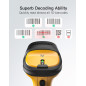Inateck Scanner Code-Barres Laser sans Fil avec AI, 2.4GHz, Lecteur Code à Barres avec Portée de 60 Mètres, Batterie 2600mAh, Sc Inateck Scanner Code-Barres Laser sans Fil avec AI, 2.4GHz, Lecteur Code à Barres avec Portée de 60 Mètres, Batterie 2600mAh, Sc