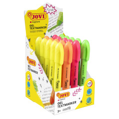 Jovi - JOVI!NEON Gel Marker, Boîte de 20 surligneurs stick, Couleurs assorties, Ne dessèche pas, Ne tache pas l'écriture et ne t