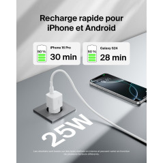 Belkin Chargeur Secteur USB-C (25 W, Prise USB-C pour Smartphone, PD 3.0 avec PPS, pour Apple iPhone 16 Serie, iPad Pro, Samsung