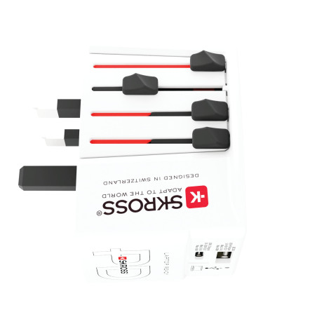 SKROSS - MUV AC45PD avec Câble Type C (160 cm) - Adaptateur Universel Type C et 1 x Type A 45 W - Tension et Puissance: 100V - 2