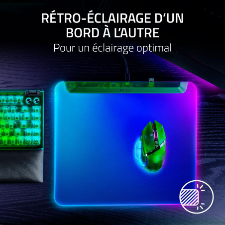 Razer Firefly V2 Pro Phantom Green Edition - Tapis de Souris de Jeu entièrement illuminé avec Chroma RGB (Port USB 2.0, Surface