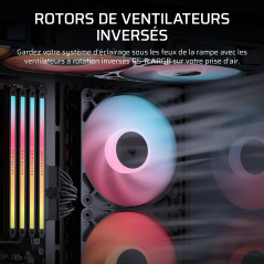 CORSAIR RS120-R ARGB 120mm PWM +5 ARGB Inversée Ventilateurs – Inversé Rotor, Huit RGB LEDs, Haute Pression Statique, Connecteur