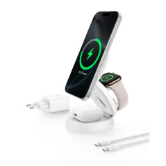 Belkin BoostCharge Station de Charge 3-en-1 Pliable, Chargeur Induction Compatible MagSafe, certifié Qi2, 15 W, pour iPhone 17,