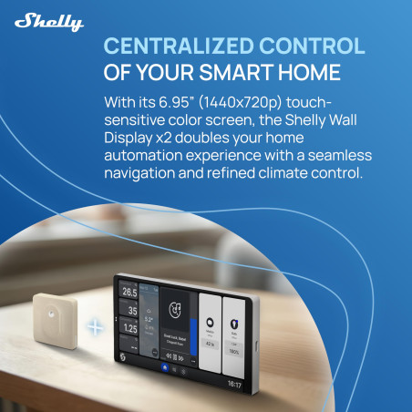 Shelly Wall Display x2 Argent et BLU H&T Ivoire - Panneau commande Domotique Wi-Fi avec thermomètre, hygromètre, Écran tactile 6