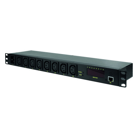 LogiLink Professional PDU8P01 Multiprise IP « 19 » 8 Prises avec Fonction Commutation, Mesure/Avertissement, capteur de températ