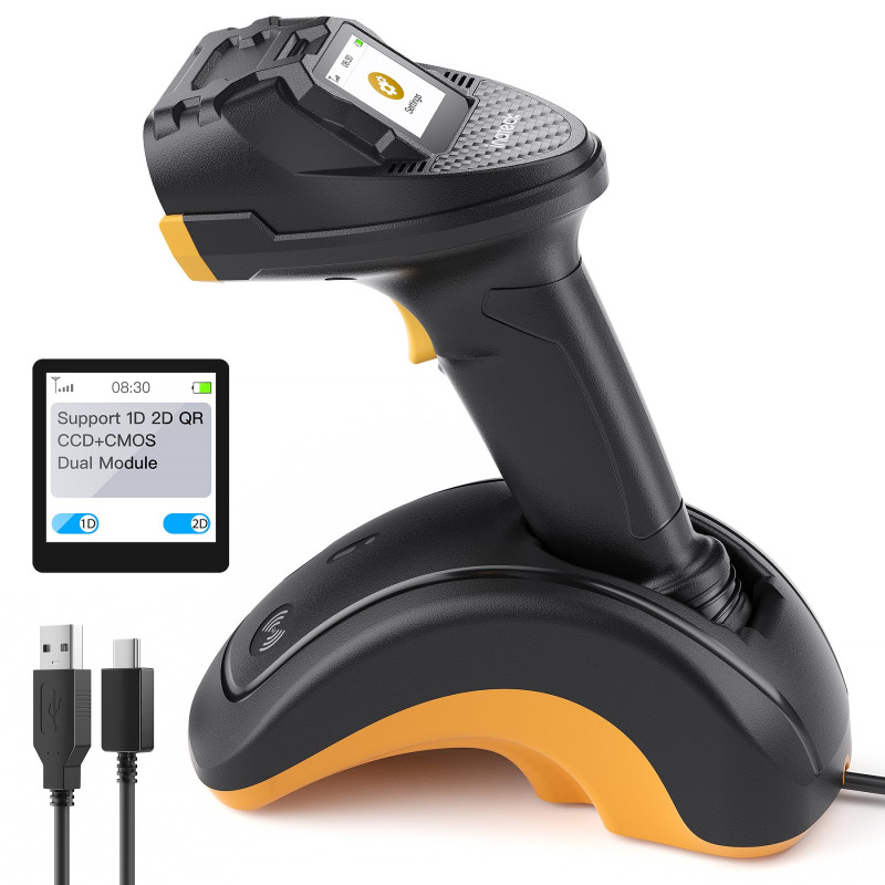 Inateck Scanner de Code-Barres Bluetooth, Scanner 2D 1D sans Fil, Scanner de Code QR, avec Écran Tactile et Base Intelligente, M Inateck Scanner de Code-Barres Bluetooth, Scanner 2D 1D sans Fil, Scanner de Code QR, avec Écran Tactile et Base Intelligente, M