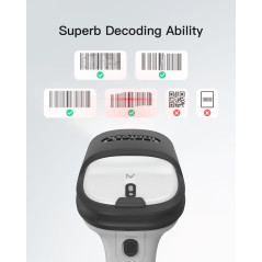 Inateck AI Lecteur Code à Barres, Barcode Scanner Bluetooth, Douchette Lecteur de Code Barre USB sans Fil 1D avec APP et SDK, 18