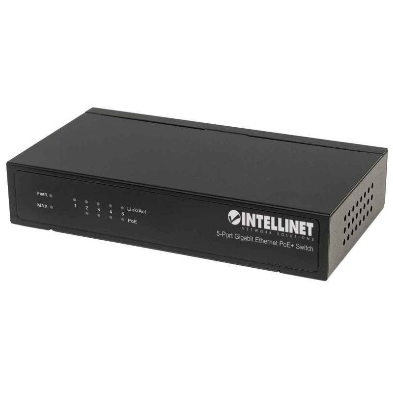 Intellinet Switch Fast Ethernet Office Métal Bureau Gigabit PoE + Desktop 5 Port Noir Intellinet Switch Fast Ethernet Office Métal Bureau Gigabit PoE + Desktop 5 Port Noir