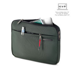 Miquelrius Funda Portátil 15" Verde Bag to Work, Housse Portable Mixte, Vert, 390 x 290 x 30 mm