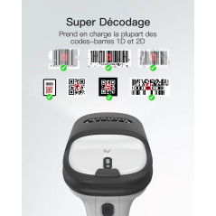 Inateck Scanner Code Barre 2D Bluetooth, Lecteur Code Barre sans Fil Portable, 1 Charge 3 Mois, Douchette Code Barre 1D 2D QR Co