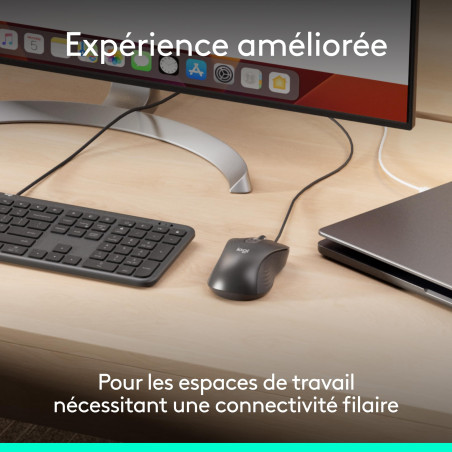 Logitech Signature Wired M520 for Business, Souris Filaire Optique, USB-C prêt à l’Emploi, Windows/Mac/Chrome/PC/Ordinateurs Por