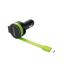 RealPower 257636 chargeur de téléphones portables Auto Noir, Vert - Chargeurs de téléphones portables (Auto, Allume-cigare, 5 V,