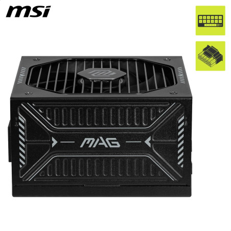 MSI MAG A850GLS PCIE5 Alimentation PC silencieuse, 850W, ATX, 80 Plus Gold, ATX 3.1, Compatible PCIe 5.1, Câbles gaufrés, Connec