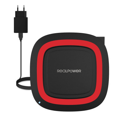 Realpower 257639 Chargeur sans Fil à Induction pour Téléphone, NoirRouge